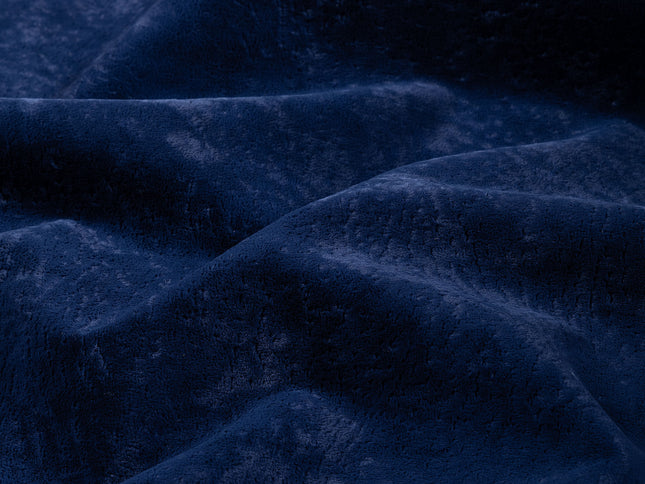 Royal Navy Blue Colour Textued Velvet Flock Easy Clean Sofa, Chair and Curtain Fabric