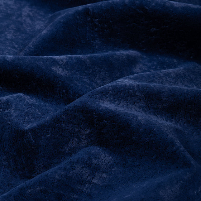 Royal Navy Blue Colour Textued Velvet Flock Easy Clean Sofa, Chair and Curtain Fabric