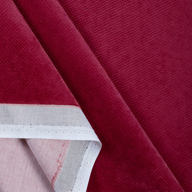 Wine Colour Textured Velvet Flock Readymade Curtain