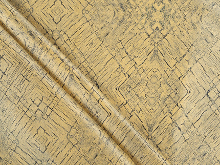 Yellow Colour Geometric Pattern Suede Readymade Curtain