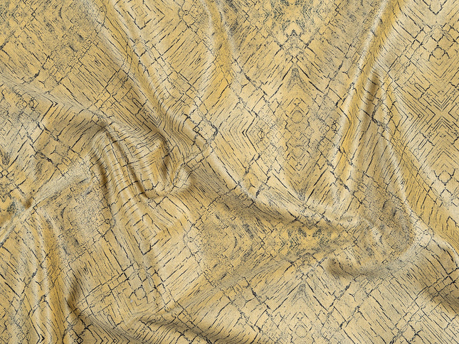 Yellow Colour Geometric Pattern Suede Sofa, Chair and Curtain Fabric
