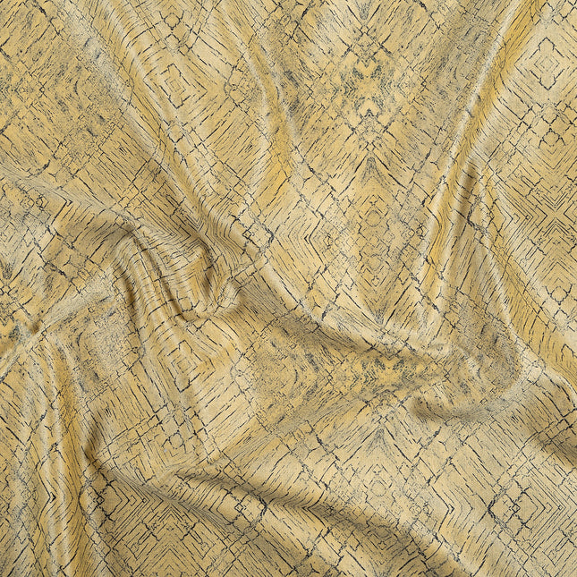 Yellow Colour Geometric Pattern Suede Sofa, Chair and Curtain Fabric