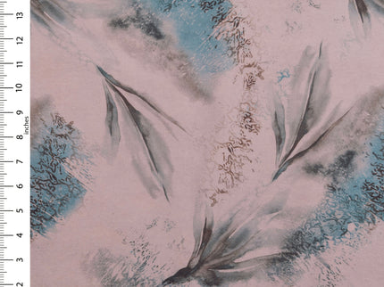 Blue and Slate Grey Colour Leaves Pattern Velvet Curtain Fabric printed