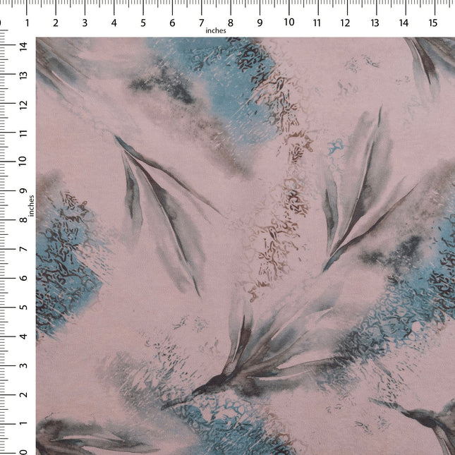 Blue and Slate Grey Colour Leaves Pattern Velvet Curtain Fabric printed