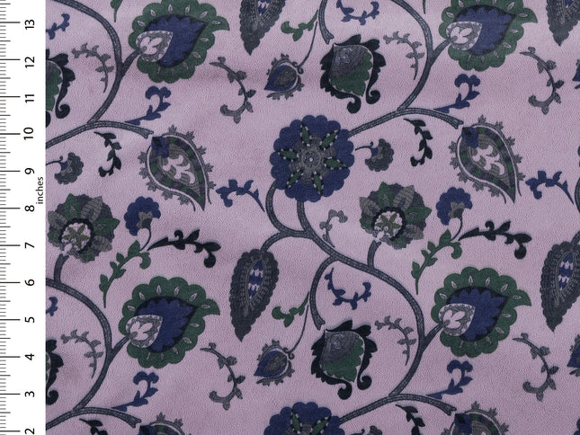 Green and Blue Floral and Leaves Pattern Velvet Curtain Fabric printed