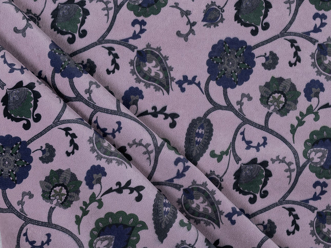 Green and Blue Floral and Leaves Pattern Velvet Curtain Fabric printed