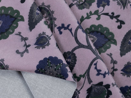 Green and Blue Floral and Leaves Pattern Velvet Curtain Fabric printed