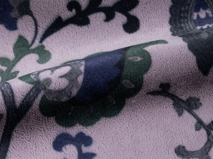 Green and Blue Floral and Leaves Pattern Velvet Curtain Fabric printed