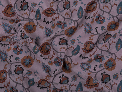Mustard and blue Floral and Leaves Pattern Velvet Curtain Fabric printed
