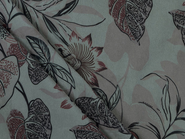 Black and maroon Colour Floral and Leaves Pattern Velvet Curtain Fabric printed