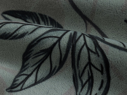 Black and maroon Colour Floral and Leaves Pattern Velvet Curtain Fabric printed