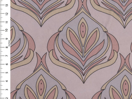 Lavender Grey and Rose Leaves Pattern Velvet Curtain Fabric printed