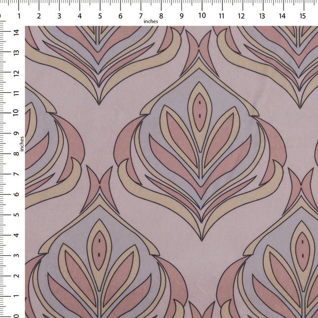 Lavender Grey and Rose Leaves Pattern Velvet Curtain Fabric printed