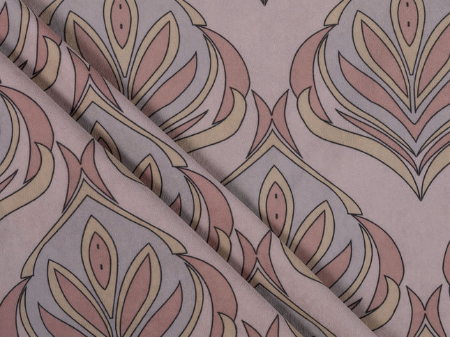 Lavender Grey and Rose Leaves Pattern Velvet Curtain Fabric printed