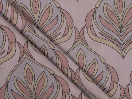 Lavender Grey and Rose Leaves Pattern Velvet Readymade Curtain