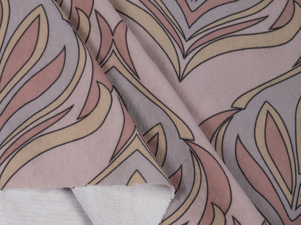 Lavender Grey and Rose Leaves Pattern Velvet Curtain Fabric printed