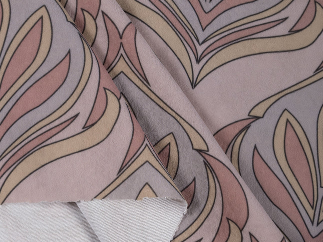 Lavender Grey and Rose Leaves Pattern Velvet Curtain Fabric printed
