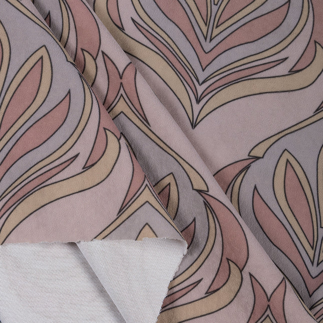 Lavender Grey and Rose Leaves Pattern Velvet Curtain Fabric printed