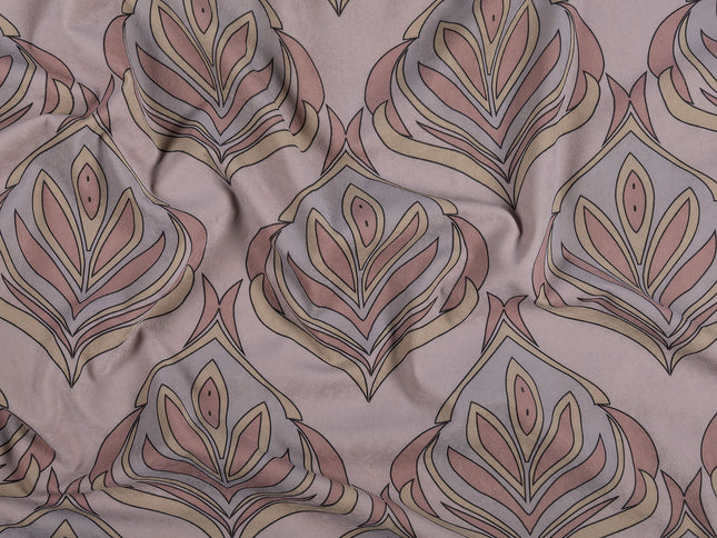 Lavender Grey and Rose Leaves Pattern Velvet Curtain Fabric printed