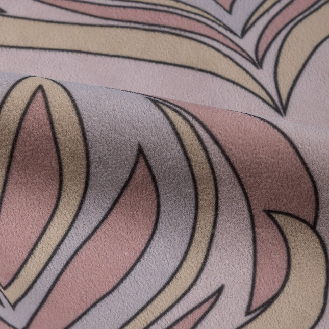 Lavender Grey and Rose Leaves Pattern Velvet Curtain Fabric printed