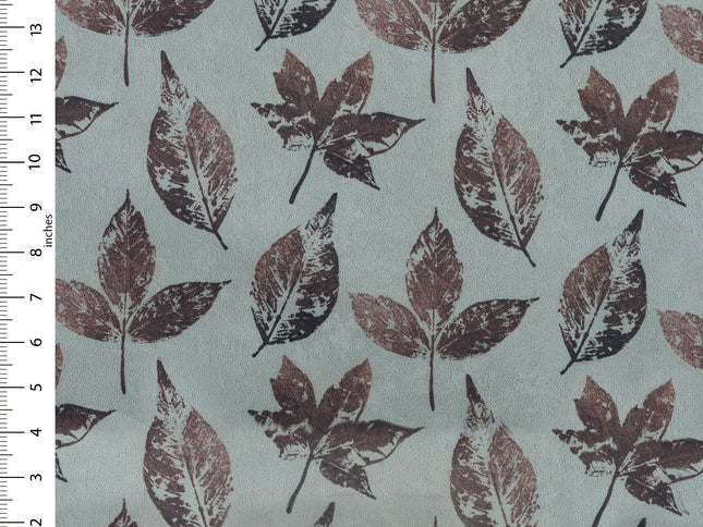 Brown and Dark Brown Colour Leaves Pattern Velvet Curtain Fabric printed