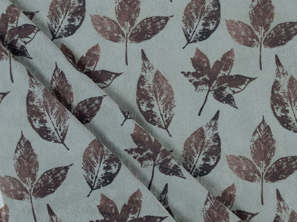 Brown and Dark Brown Colour Leaves Pattern Velvet Curtain Fabric printed