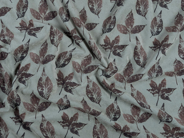 Brown and Dark Brown Colour Leaves Pattern Velvet Curtain Fabric printed