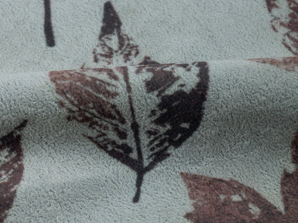 Brown and Dark Brown Colour Leaves Pattern Velvet Curtain Fabric printed