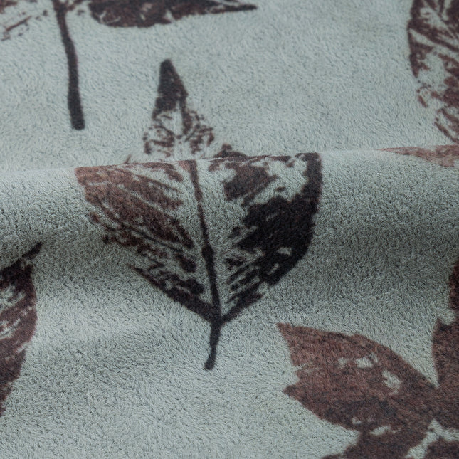 Brown and Dark Brown Colour Leaves Pattern Velvet Curtain Fabric printed