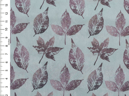 Dusty mauve and Brown Colour Leaves Pattern Velvet Curtain Fabric printed