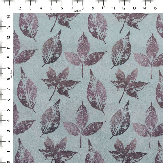 Dusty mauve and Brown Colour Leaves Pattern Velvet Curtain Fabric printed