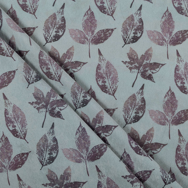 Dusty mauve and Brown Colour Leaves Pattern Velvet Curtain Fabric printed
