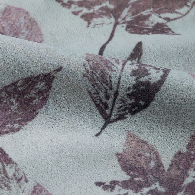 Dusty mauve and Brown Colour Leaves Pattern Velvet Curtain Fabric printed