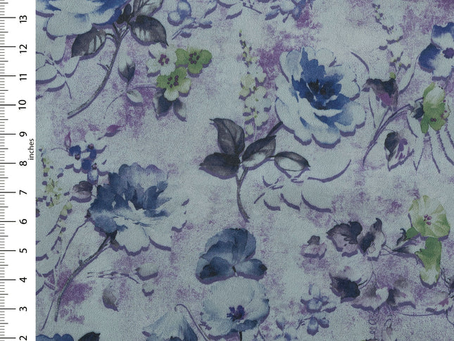 Violet and Indigo Colour Floral and Leaves Pattern Velvet Curtain Fabric printed
