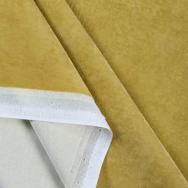Dark Yellow Colour Textued Velvet Flock Easy Clean Sofa, Chair and Curtain Fabric