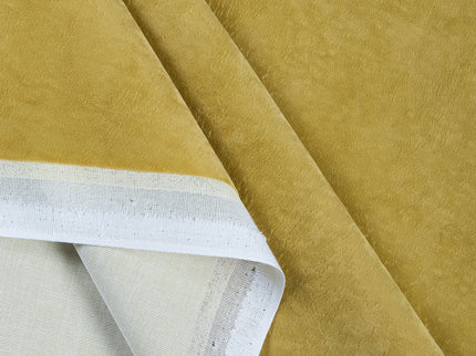 Dark Yellow Colour Textured Velvet Flock Readymade Curtain