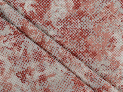 Brick Red and Beige Colour Textured Velvet Flock Easy Clean Sofa, Chair and Curtain Fabric