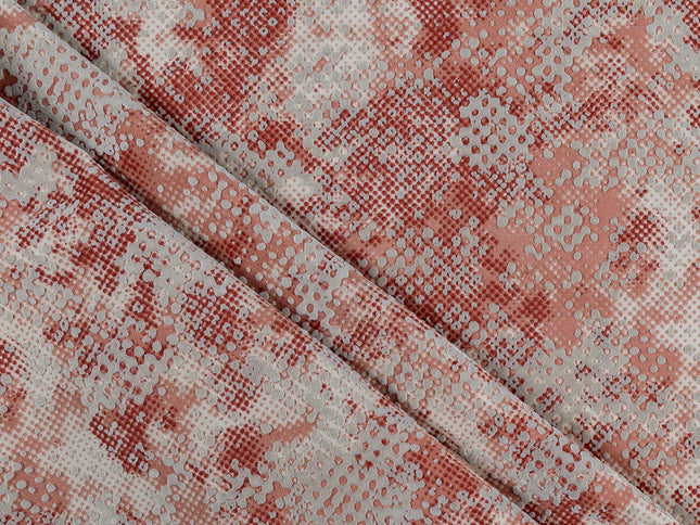 Brick Red and Beige Colour Textured Velvet Flock Easy Clean Sofa, Chair and Curtain Fabric