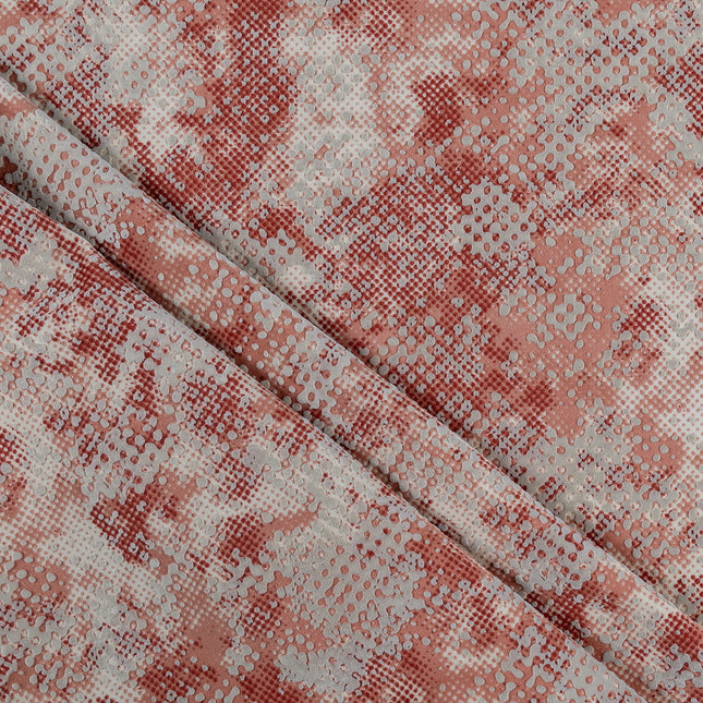 Brick Red and Beige Colour Textured Velvet Flock Easy Clean Sofa, Chair and Curtain Fabric