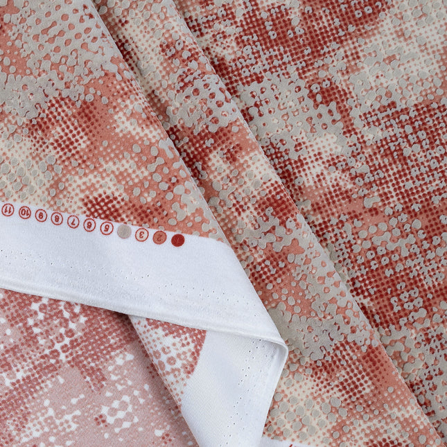 Brick Red and Beige Colour Textured Velvet Flock Easy Clean Sofa, Chair and Curtain Fabric