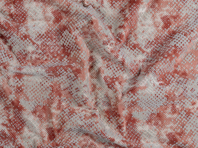 Brick Red and Beige Colour Textured Velvet Flock Easy Clean Sofa, Chair and Curtain Fabric