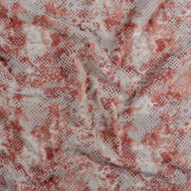 Brick Red and Beige Colour Textured Velvet Flock Easy Clean Sofa, Chair and Curtain Fabric