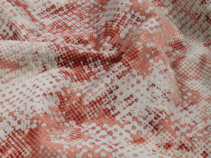 Brick Red and Beige Colour Textured Velvet Flock Easy Clean Sofa, Chair and Curtain Fabric