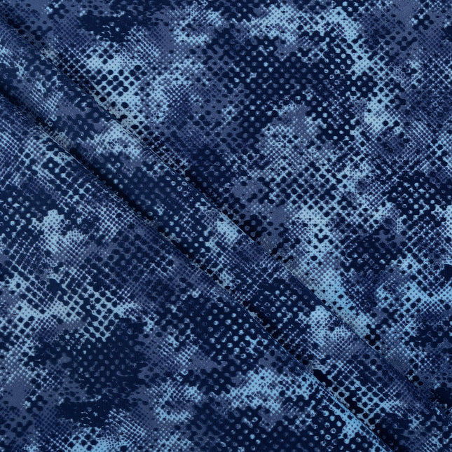 Dark Navy Blue and Sky blue Colour Textured Velvet Flock Easy Clean Sofa, Chair and Curtain Fabric