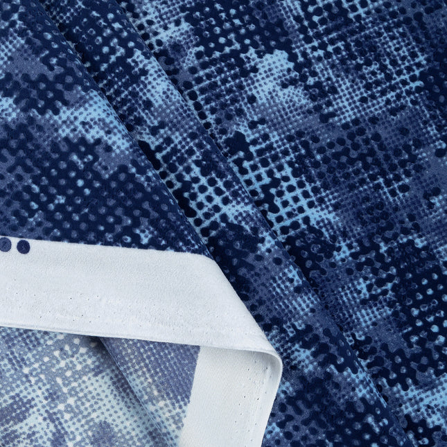 Dark Navy Blue and Sky blue Colour Textured Velvet Flock Easy Clean Sofa, Chair and Curtain Fabric