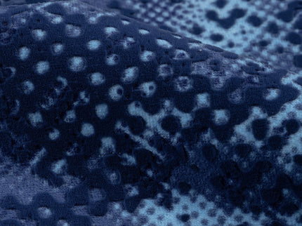 Dark Navy Blue and Sky blue Colour Textured Velvet Flock Easy Clean Sofa, Chair and Curtain Fabric