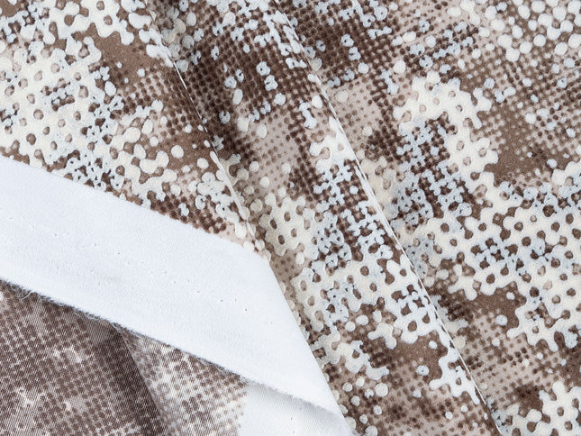 Dark Brown and Ivory Colour Textured Velvet Flock Easy Clean Sofa, Chair and Curtain Fabric