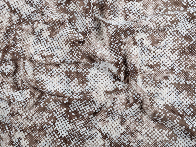 Dark Brown and Ivory Colour Textured Velvet Flock Easy Clean Sofa, Chair and Curtain Fabric