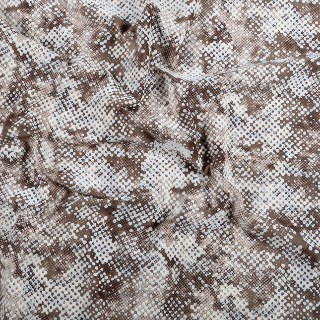 Dark Brown and Ivory Colour Textured Velvet Flock Easy Clean Sofa, Chair and Curtain Fabric