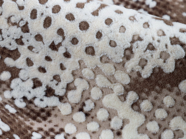 Dark Brown and Ivory Colour Textured Velvet Flock Easy Clean Sofa, Chair and Curtain Fabric